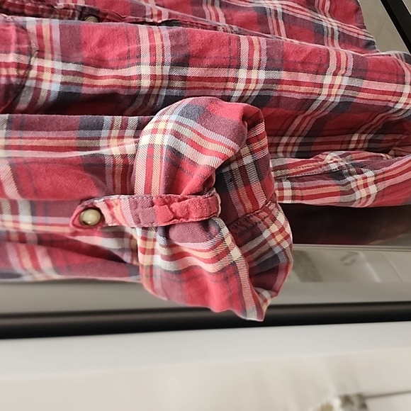 Jachs Girlfriend Womens Multicolor Bea Flannel Collared Button Down - Picture 9 of 10